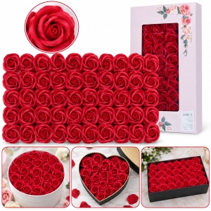 Trandafiri de săpun roșu închis, set 50 de bucăți, 5 cm