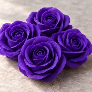 Trandafiri decorativi din săpun, cutie cadou, set 50 de bucăți, mov închis, 5cm - Img 2