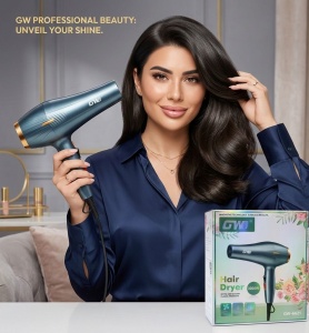 Uscător profesional de păr GW-6621, 3000W, Hair Dryer Professional, Gri cu accente aurii