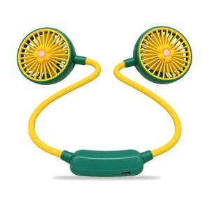 Ventilator de gât portabil cu 2 trepte de viteză, alimentare USB, galben-verde - Img 3