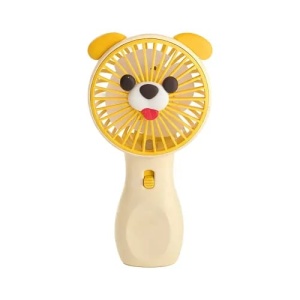 Ventilator portabil copii catel galben, reincarcabil USB, mini ventilator compact