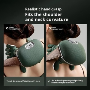 Aparat masaj cervical premium cu incalzire, masaj gat si umeri, deep kneading, portabil - Img 6