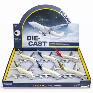 Avion de pasageri jucarie metalic cu lumini si sunete model realist 22 cm diverse culori - Img 2