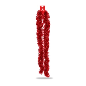 Beteală de Crăciun roșie, fir metalizat, diametru 9 cm, lungime 200 cm - Img 3