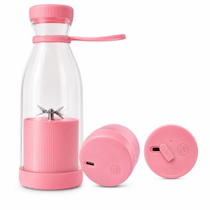Blender portabil USB pentru smoothie si sucuri, mini mixer reincarcabil 420 ml roz