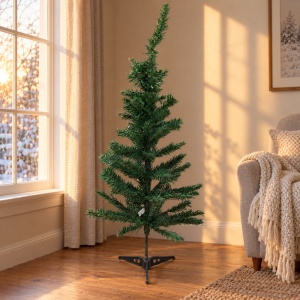 Brăduț de Crăciun artificial, 90 cm, verde, din plastic, cu suport metalic inclus - Img 3