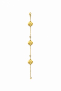 Bratara premium aurie ROXE cu scoici elegante si cristale fine, reglabila 17.5+5 cm