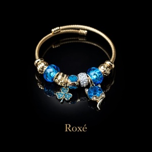 Bratara ROXE aurie cu pisicuta si trifoi charmuri elegante dama cadou stil modern - Img 3