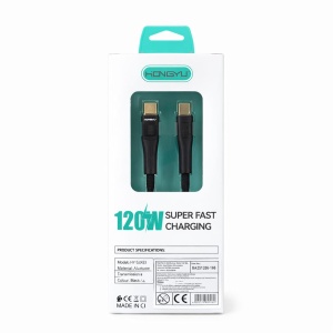 Cablu incarcare Type-C la Type-C 120W cu LED, incarcare rapida si transfer date, model HY-SJX53 - Img 2
