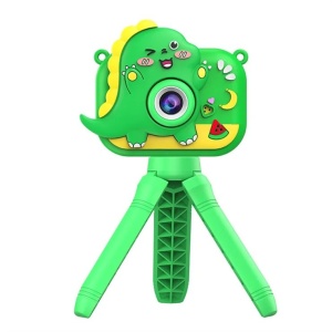 Camera foto copii digitala dinozaur verde cu trepied ecran 2 inch foto video