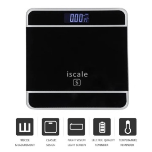 Cântar electronic de baie iScale, afișaj digital, argintiu, sticlă și plastic - Img 3
