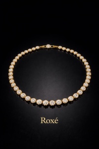 Colier dama ROXE lux auriu cu cristale rotunde, stralucire intensa, 40 cm - Img 2