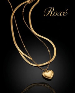 Colier ROXE Double Layer Heart Gold – design dublu elegant cu pandantiv inimă, 45 cm - Img 2