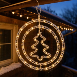 Decorațiune luminoasă de Crăciun, model brăduț, LED alb cald, pentru exterior, 220V, 34x33cm - Img 2