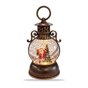Felinar decorativ de Crăciun, cu lumini LED si muzica, 23x8 cm - Img 2
