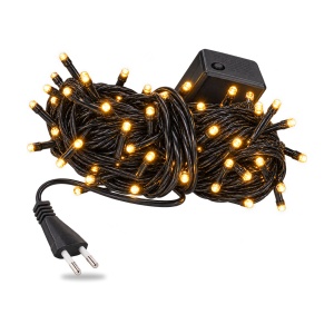Instalație de Crăciun liniară cu 100 LED-uri alb cald, 9 m, fir negru - Img 3