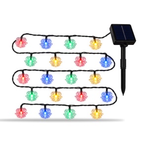 Instalatie de Craciun solara, 4m, multicolora, 20 LED-uri in forma de clopotei, fir negru - Img 2
