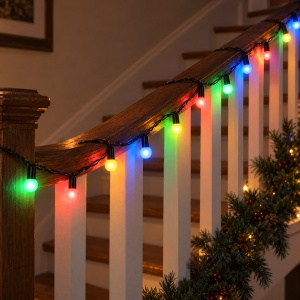 Instalație LED Tip liniară, 40 LED multicolor, model globulet, 4 m, fir negru - Img 4