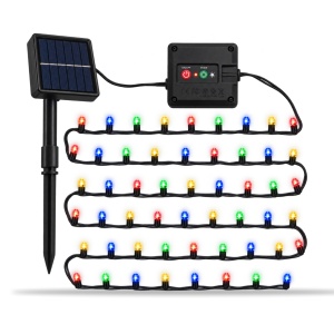 Instalație solară de Crăciun tip liniar, 100 LED-uri diamant multicolore, fir negru, 12 m - Img 5