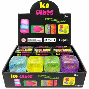 Jucărie Antistres Cub Squishy cu Sclipici, Model Aleatoriu, Elastică și Moale, Cub Colorat pentru Copii - Img 2