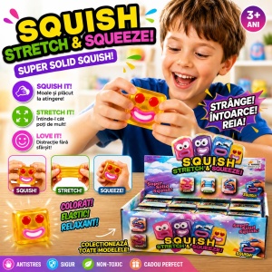 Jucărie Antistres Squishy Cub cu Față Amuzantă, Elastică și Moale, Model Aleatoriu