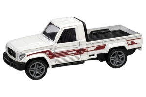 Mașină Albă Metalică cu Uși Deschise, Model Pickup, Jucărie Didactică 14x6,5x5,5 cm