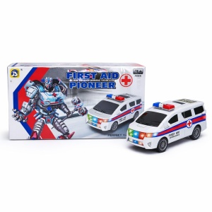 Masinuta ambulanta transformabila in robot, jucarie 2 in 1 cu lumini si sunete, 22cm - Img 2