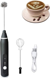 Mixer electric pentru cafea si spuma de lapte, reincarcabil USB, 3 viteze, 7500 RPM, negru