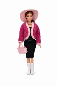 Papusa fashion cu accesorii, tinuta eleganta, palarie si geanta, roz, 32.5 cm - Img 2