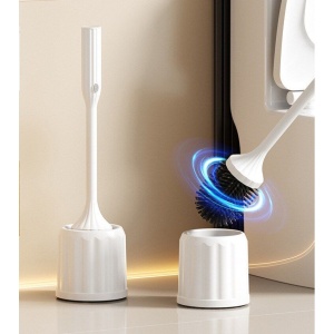 Perie WC electrica rotativa 360°, reincarcabila USB, cap silicon antibacterian, suport inclus, curatare profunda toaleta - Img 2