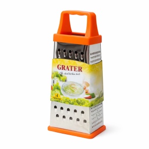 Razatoare bucatarie inox cu 4 fete 23x10 cm, maner si baza portocalie