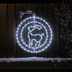 Ren luminos decoratiune Craciun cu LED, lumina alba rece, alimentare priza 220V, exterior, 34x33cm - Img 2
