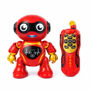 Robot interactiv cu telecomanda, dans, lumini si muzica, rosu