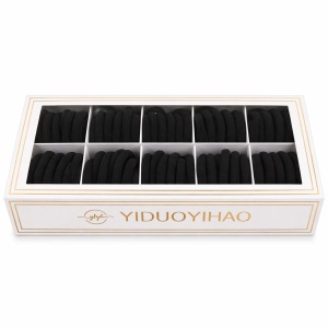 Set 100 elastice de păr negre din textil, rezistente, pentru uz zilnic