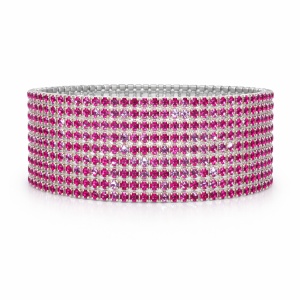 Set 12 bratari ROXE argintii elastice cu pietre magenta stralucitoare elegante
