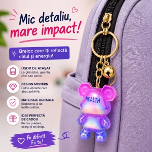 Set 12 Brelocuri Ursuleț 5,5 cm – Mix Culori Iridescente, Accesorii pentru Chei și Ghiozdan - Img 3