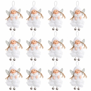Set 12 buc Ornament de brad figurina inger, blanita si voal, 11x6 cm - Img 2