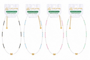 Set 12 Coliere Roxe, 40cm, Reglabile cu Margele si Pandantiv Fluture Multicolor