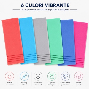 Set 12 Prosoape de Baie 50x100 cm, Multicolore, Absorbante și Moi, Microfibră Premium