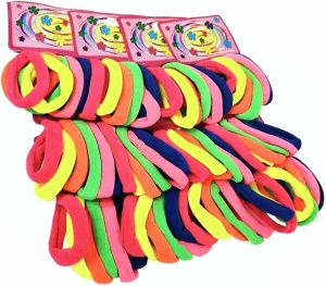 Set 12 x benzi elastice par, 6 elastice pe card, culori neon, elastice groase - Img 2