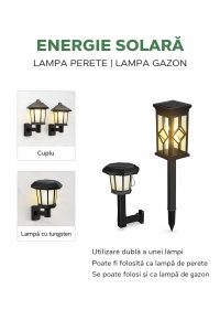 Set 2 Lampi Solare Gradina LED Lumina Calda cu Tarus, Rezistente la Apa, Exterior - Img 3