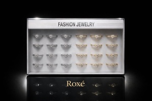 Set 24 inele dama elegante cu inimioara si pietre, auriu si argintiu, reglabile ROXE - Img 2