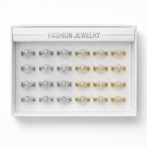 Set 24 Inele ROXE Luxury Sparkle – Auriu & Argintiu, Reglabile, Design Elegant cu Cristale