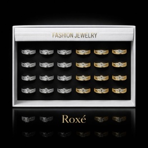 Set 24 Inele ROXE Royal Shine – Auriu & Argintiu, Reglabile, Design Elegant cu Cristale Fine - Img 2