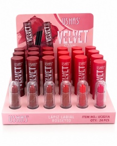 Set 24 Rujuri Mate USHAS Velvet Matte Lipstick – 6 Nuanțe Intense, Finish Catifelat