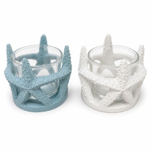 Set 4 Suporturi pentru Lumânări cu Stea de Mare – Suvenir Decorativ Marin