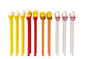 Set 48 Pixuri Funny Food , Inghetata, Cartofi, Burger si Pahar, Display Colorat
