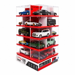 Set 6 masinute metalice scara 1:24 cu lumini si sunete set display modular rotativ