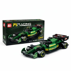 Set constructie masina de curse verde, 206 piese din plastic, 26cm