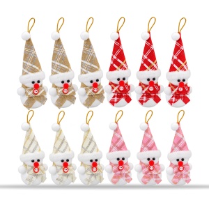 Set de 12 Ornamente de brad cu Om de Zăpadă, de Crăciun, șnur auriu, 15 × 6,5 cm - Img 2